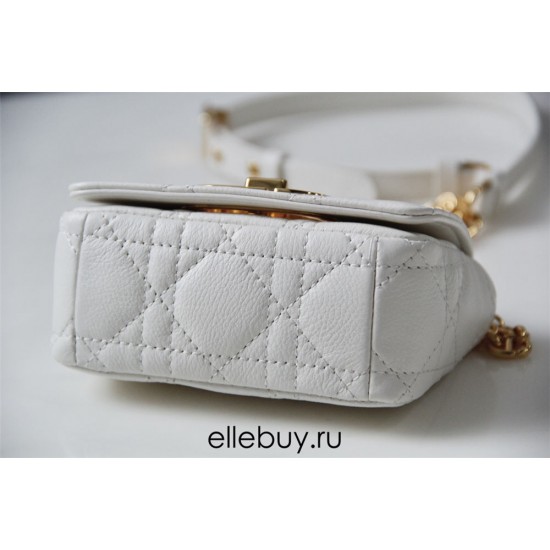 Dior Caro 2023 Micro Mini (Style: 2023 Mini) Soft Calfskin, White, Gold Hardware, Size: 13x8x4cm