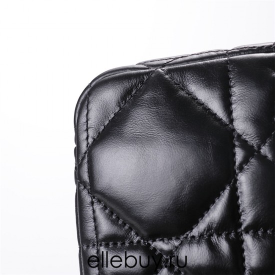 Dior Caro Calfskin, Black, Deep Silver Hardware, Small (20x12x7cm)