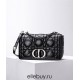 Dior Caro Calfskin, Black, Deep Silver Hardware, Medium (25.5x15.5x8cm)