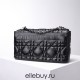 Dior Caro Calfskin, Black, Deep Silver Hardware, Large (28x17x9cm)