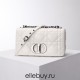 Dior Caro Calfskin, White, Deep Silver Hardware, Medium (25.5x15.5x8cm)