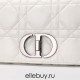 Dior Caro Calfskin, White, Deep Silver Hardware, Medium (25.5x15.5x8cm)