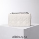 Dior Caro Calfskin, White, Deep Silver Hardware, Medium (25.5x15.5x8cm)