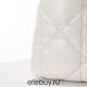 Dior Caro Calfskin, White, Deep Silver Hardware, Medium (25.5x15.5x8cm)