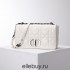 Dior Caro Calfskin, White, Deep Silver Hardware, Large (28x17x9cm)