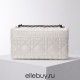 Dior Caro Calfskin, White, Deep Silver Hardware, Large (28x17x9cm)