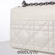 Dior Caro Calfskin, White, Deep Silver Hardware, Large (28x17x9cm)