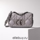 Dior Caro Calfskin, Gray, Deep Silver Hardware, Small (20x12x7cm)