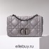 Dior Caro Calfskin, Gray, Deep Silver Hardware, Medium (25.5x15.5x8cm)