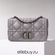 Dior Caro Calfskin, Gray, Deep Silver Hardware, Medium (25.5x15.5x8cm)