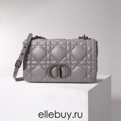 Dior Caro Calfskin, Gray, Deep Silver Hardware, Medium (25.5x15.5x8cm)