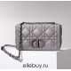 Dior Caro Calfskin, Gray, Deep Silver Hardware, Medium (25.5x15.5x8cm)