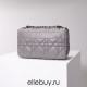 Dior Caro Calfskin, Gray, Deep Silver Hardware, Medium (25.5x15.5x8cm)