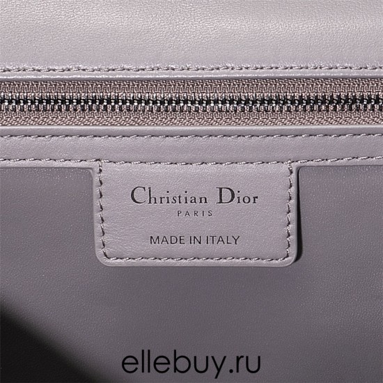 Dior Caro Calfskin, Gray, Deep Silver Hardware, Medium (25.5x15.5x8cm)