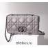 Dior Caro Calfskin, Gray, Deep Silver Hardware, Large (28x17x9cm)