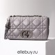 Dior Caro Calfskin, Gray, Deep Silver Hardware, Large (28x17x9cm)