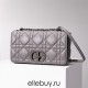 Dior Caro Calfskin, Gray, Deep Silver Hardware, Large (28x17x9cm)