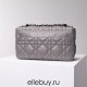 Dior Caro Calfskin, Gray, Deep Silver Hardware, Large (28x17x9cm)