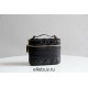 Dior Makeup Bag, Full Leather, Black, Gold Hardware, Vanity Box (Style: 9012), Size: 18.5x13x10.5cm