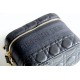 Dior Makeup Bag, Full Leather, Black, Gold Hardware, Vanity Box (Style: 9012), Size: 18.5x13x10.5cm