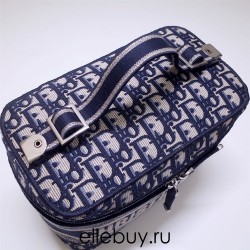 Dior Makeup Bag, Small Box, Classic Blue Oblique, Vanity Box (Style: 9012L), Size: 25x15x14cm