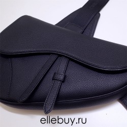 Dior 2023 New Men's Saddle, Black Full Leather, Style: 83146, Size: 20x28.6x5cm