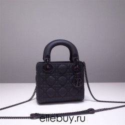 Lady Dior So Black Mini 17, Three Blocks, Calfskin Ultra-matte, Size: 17cm