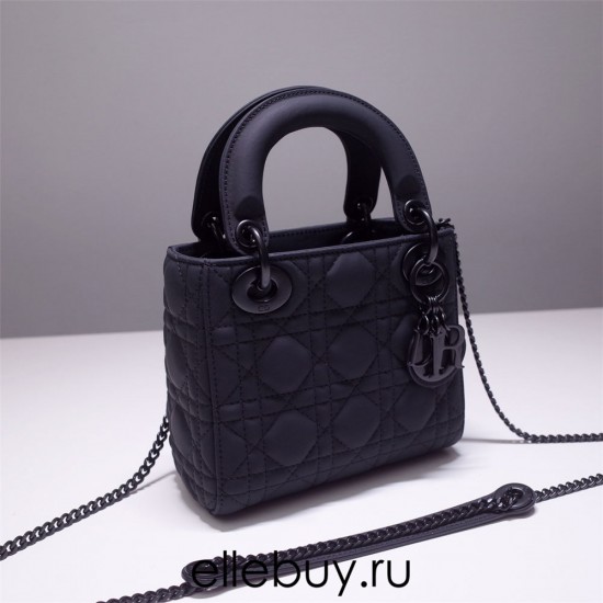 Lady Dior So Black Mini 17, Three Blocks, Calfskin Ultra-matte, Size: 17cm