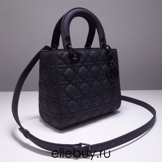 Lady Dior So Black Medium 24, Three Blocks, Calfskin Ultra-matte, Size: 24cm