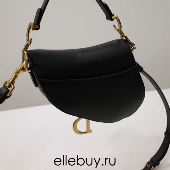 Dior Saddle Bag, Black Calfskin, Gold Hardware, Small (21x18x5cm)