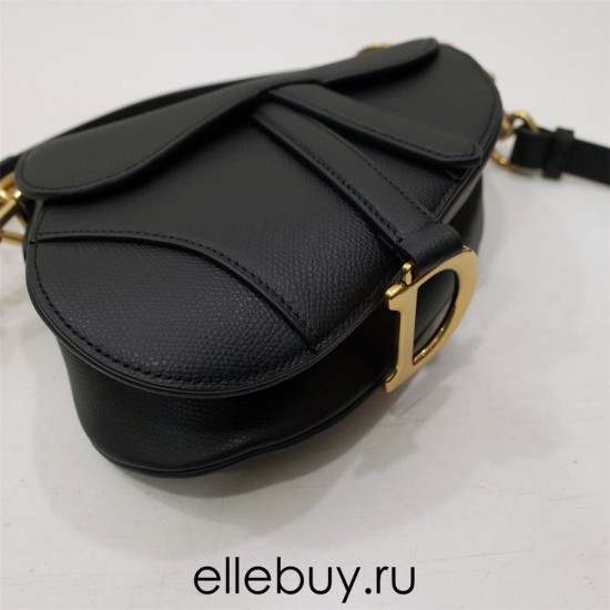 Dior Saddle Bag, Black Calfskin, Gold Hardware, Small (21x18x5cm)