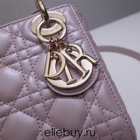 Lady Dior Mini 17cm, Three Blocks, Lambskin, Pink