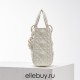 Lady Dior Mini 17cm, Three Blocks, Lambskin, Milk White, Champagne Gold Hardware