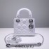 Lady Dior Mini 17cm, Three Blocks, Lambskin, White, Silver Hardware