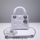 Lady Dior Mini 17cm, Three Blocks, Lambskin, White, Silver Hardware