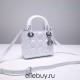 Lady Dior Mini 17cm, Three Blocks, Lambskin, White, Silver Hardware