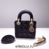 Lady Dior Mini 17cm, Three Blocks, Lambskin, Black, Champagne Gold Hardware