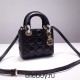 Lady Dior Mini 17cm, Three Blocks, Lambskin, Black, Champagne Gold Hardware