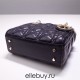 Lady Dior Mini 17cm, Three Blocks, Lambskin, Black, Champagne Gold Hardware