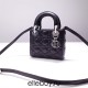 Lady Dior Mini 17cm, Three Blocks, Lambskin, Black, Silver Hardware