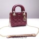 Lady Dior Mini 17cm, Three Blocks, Lambskin, Red, Champagne Gold Hardware