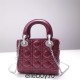 Lady Dior Mini 17cm, Three Blocks, Lambskin, Red, Silver Hardware