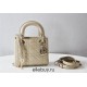 Lady Dior Mini 17cm, Three Blocks, Patent Leather, Light Yellow, Champagne Gold Hardware