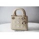 Lady Dior Mini 17cm, Three Blocks, Patent Leather, Light Yellow, Champagne Gold Hardware