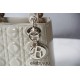 Lady Dior Mini 17cm, Three Blocks, Patent Leather, Light Yellow, Champagne Gold Hardware