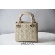 Lady Dior Mini 17cm, Three Blocks, Patent Leather, Light Yellow, Champagne Gold Hardware