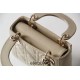 Lady Dior Mini 17cm, Three Blocks, Patent Leather, Light Yellow, Champagne Gold Hardware