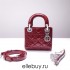 Lady Dior Mini 17cm, Three Blocks, Patent Leather, Red, Champagne Gold Hardware