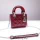 Lady Dior Mini 17cm, Three Blocks, Patent Leather, Red, Champagne Gold Hardware