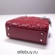 Lady Dior Mini 17cm, Three Blocks, Patent Leather, Red, Champagne Gold Hardware